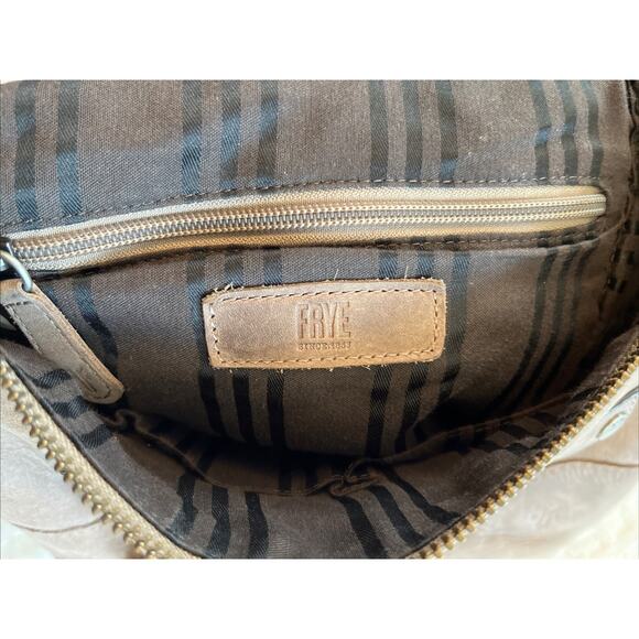 Vintage FRYE Light Brown Khaki Leather Backpack Silver Purse Boho Travel Classic main image 7